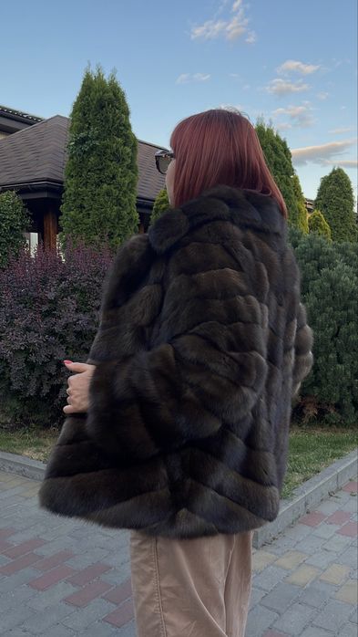 Шуба соболь  баргузин англійський ворот сивина бренд 65 см о .ХС-С-М не норка норкова