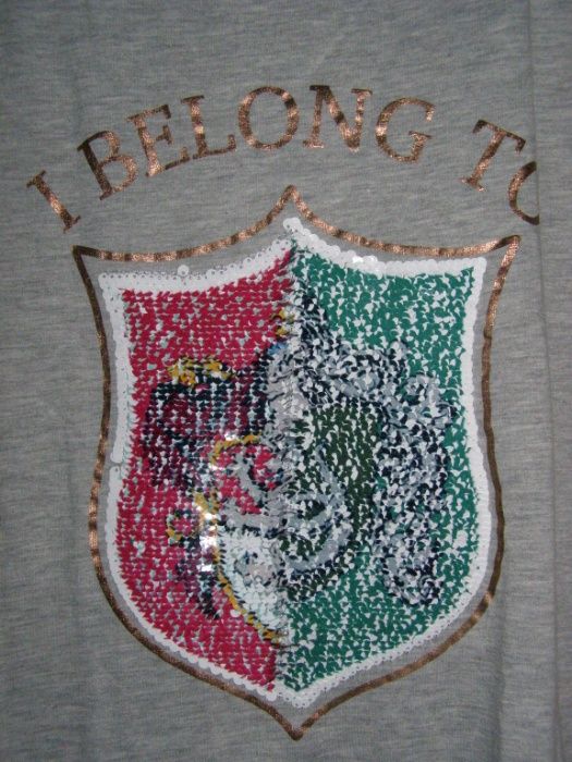 Жіноча женская футболка Harry Potter з гербом, що переливається