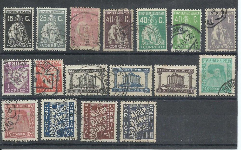 Selos portugueses – 100 selos usados - entre 1856 e 1953