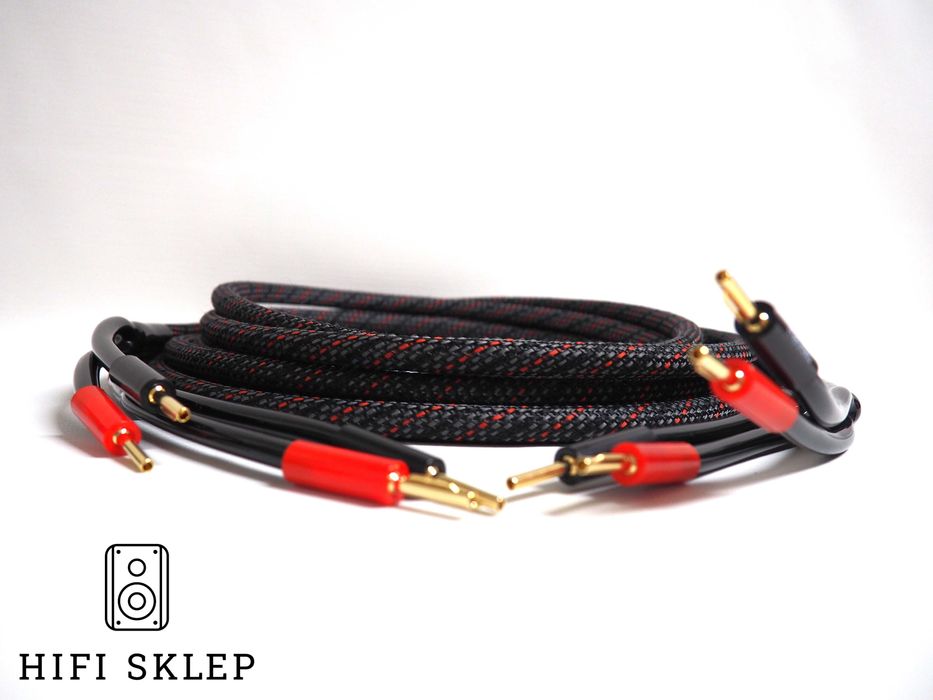Melodika 4mm2 Kabel głośnikowy 2x2m -kolor Race -konfekcja hifisklep