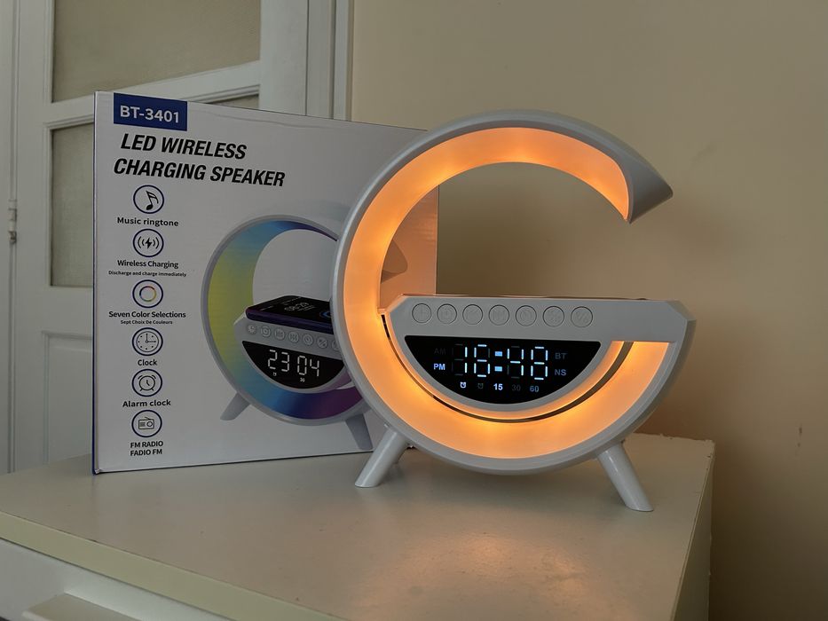 Led Wireless Charging Speaker Multifunções
