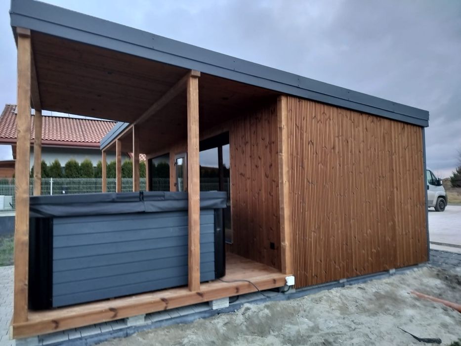 Sauna ogrodowa 3,0x7,0 plus miejsce na balie 3,0x3,0