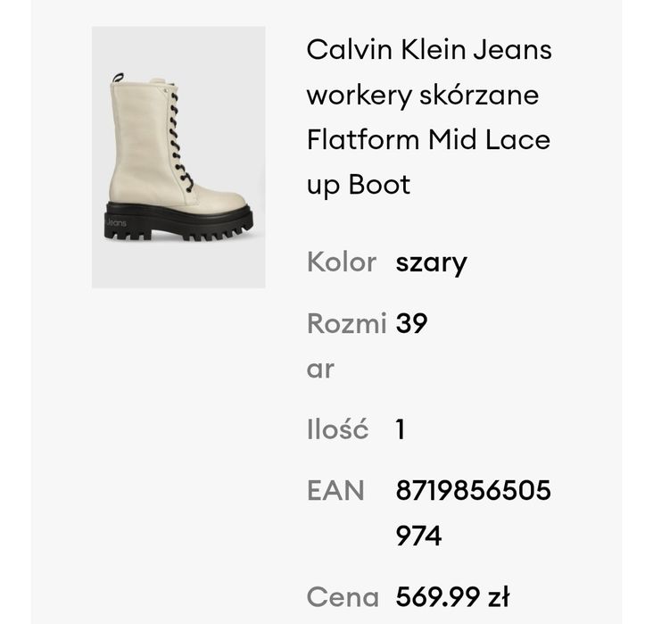 Botki Calvin Klein nowe 39