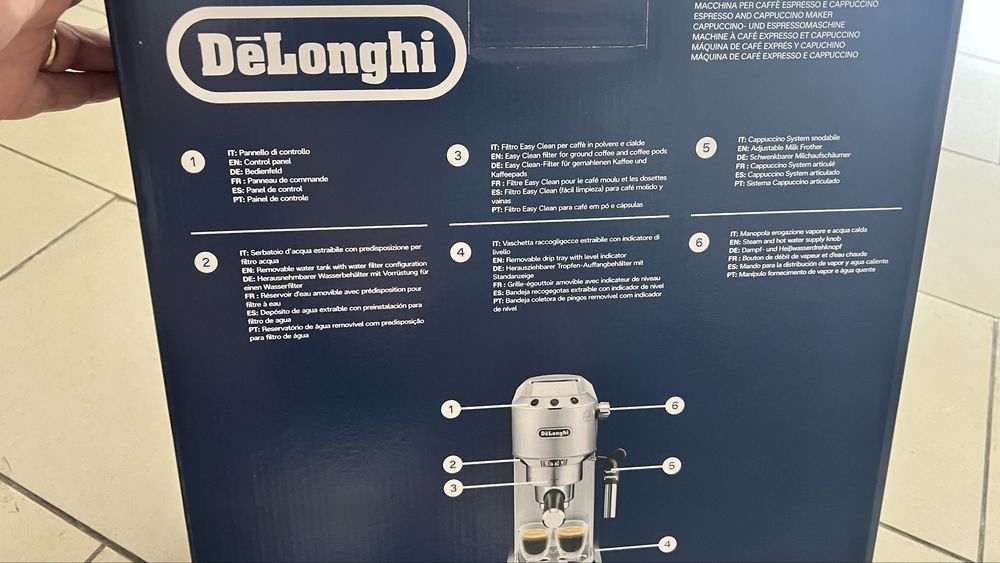Máquina de Café Manual DELONGHI Dedica Style EC685.M (15 bar - Cinzento)