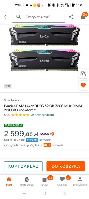 ram ddr5 LEXAR ARES RGB  7200 2x 16