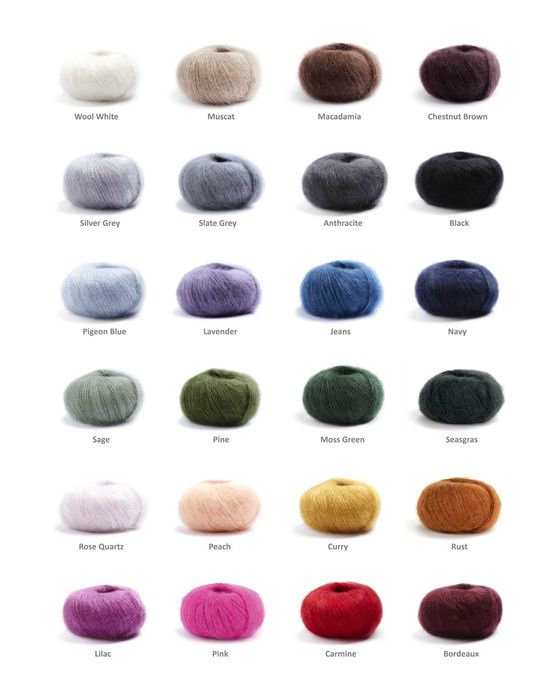 В'язана вручну хустка з мохеру - Тепла, легка, натуральна - 24 кольори