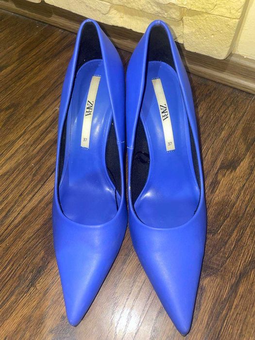 Chabrowe/Niebieskie szpilki czółenka ZARA 37 retro