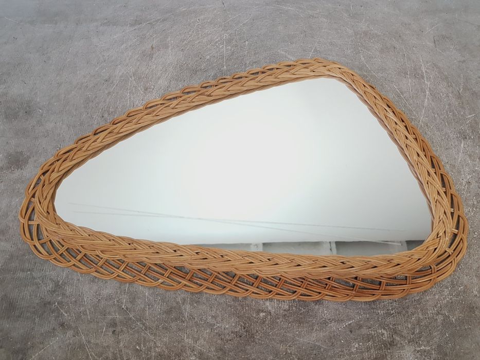 Lustro Vintage lata 60/70 Rattan Plecione Rattanowe Boho