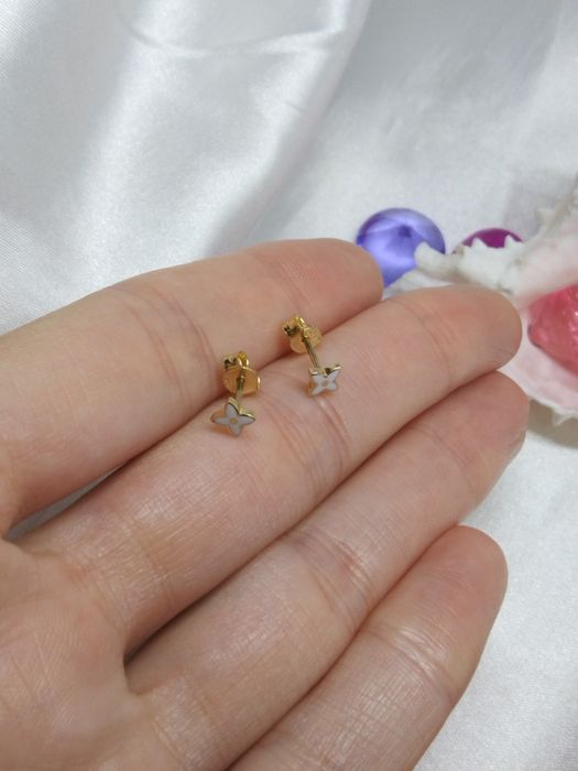 Piękne złote kolczyki kwiatki, złoto próby 585