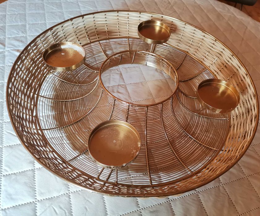 Duży złoty świecznik 4 swiece