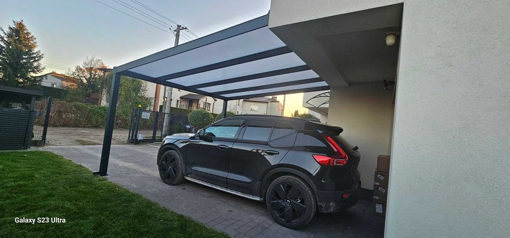 Wiata aluminiowa przyścienna 5x3m Antracyt poliwęglan