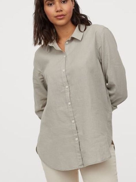 HM лляна сорочка оверсайз, блузка, блуза