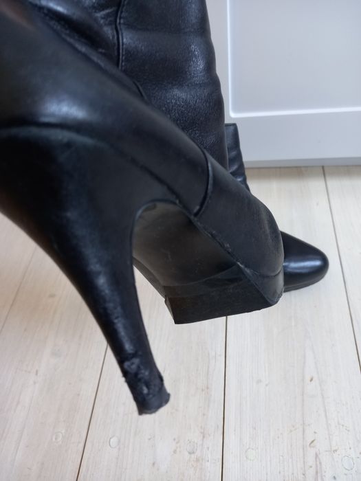 Czarne botki buty Aldo 39 wysoki obcas skórzane