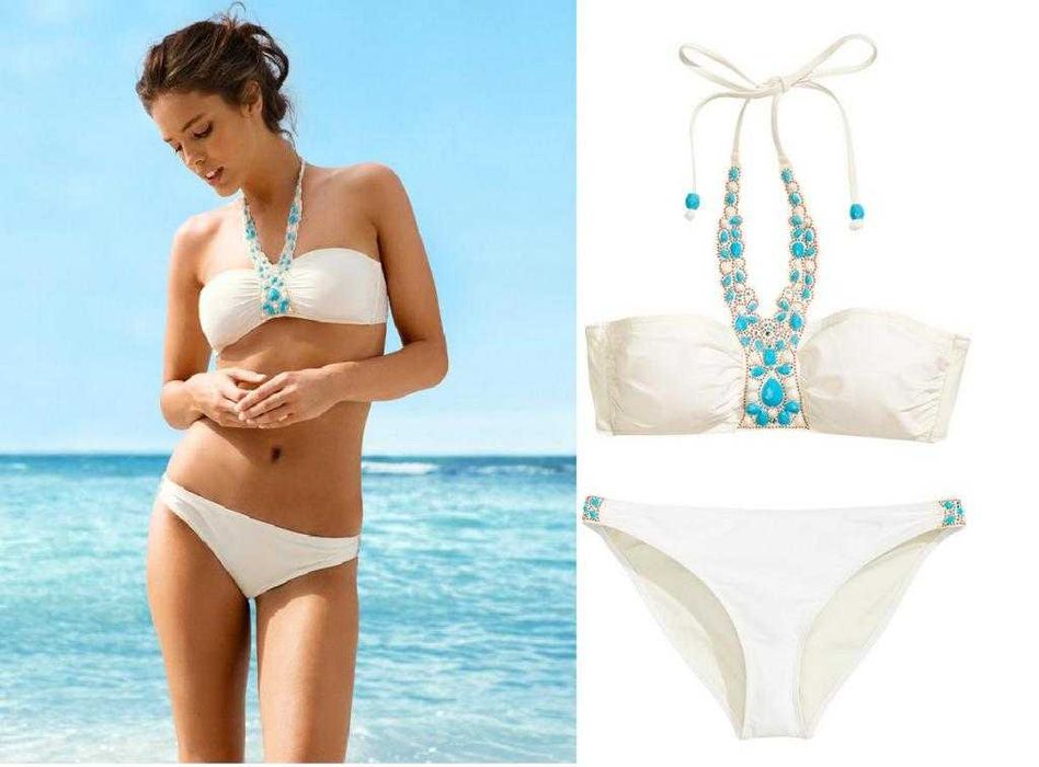 H&M stanik plażowy biustonosz typu bandeau NOWY metka 38 + 2x majtki L