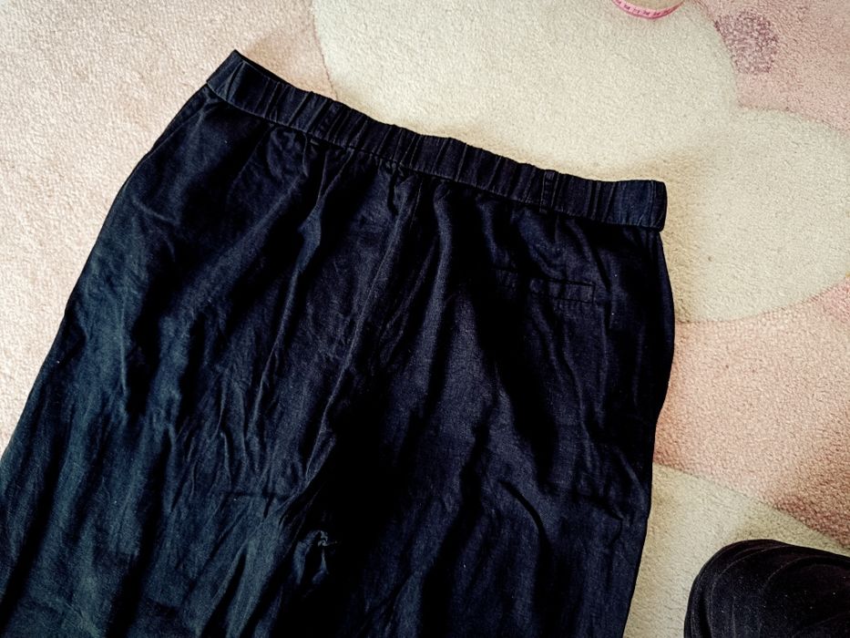 Spodnie lniane z szerokimi nogawkami r. 46