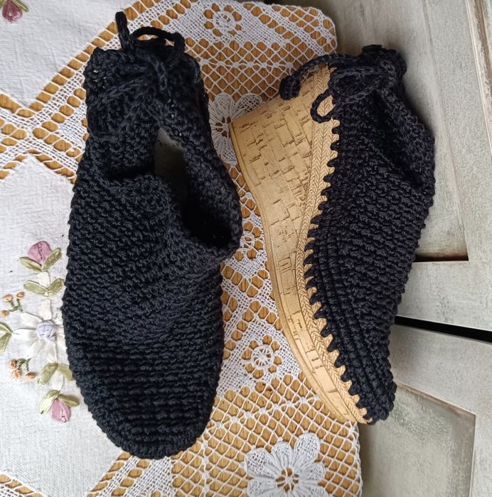 39 ( 24,5 cm ) crochet botki na koturnie wedge ankle boot