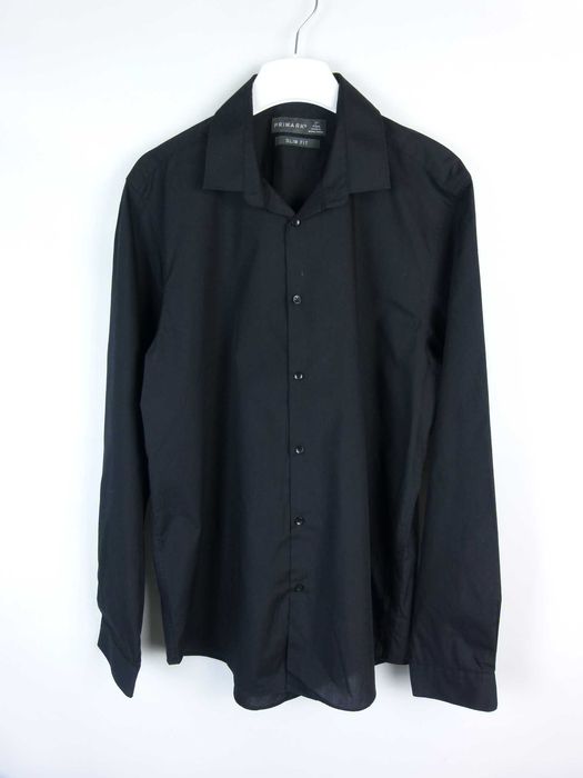 Primark elegancka czarna koszula slim fit 17" / 43 cm - XL