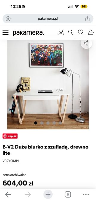 Biurko veryslim 120x60 lite drewno pakamera