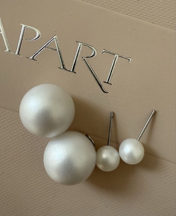 Kolczyki kulki perły dwustronne double ball eleganckie klasyczne