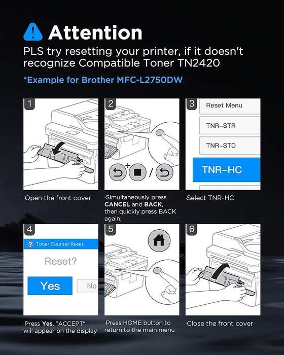 2x TN2420 Compatível com cartuchos de toner Brother