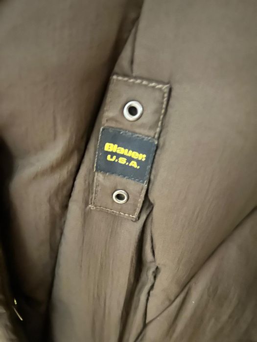 Casaco acolchoado Blauer USA com cinto castanho escuro/ verde azeitona