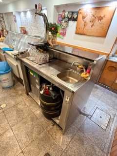 Balcão de bar / atendimento em inox com lava-loiça – Uso profissional