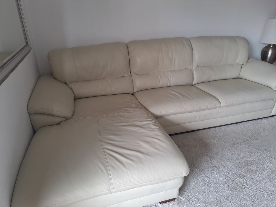 Sofá com chaise long 100% pele