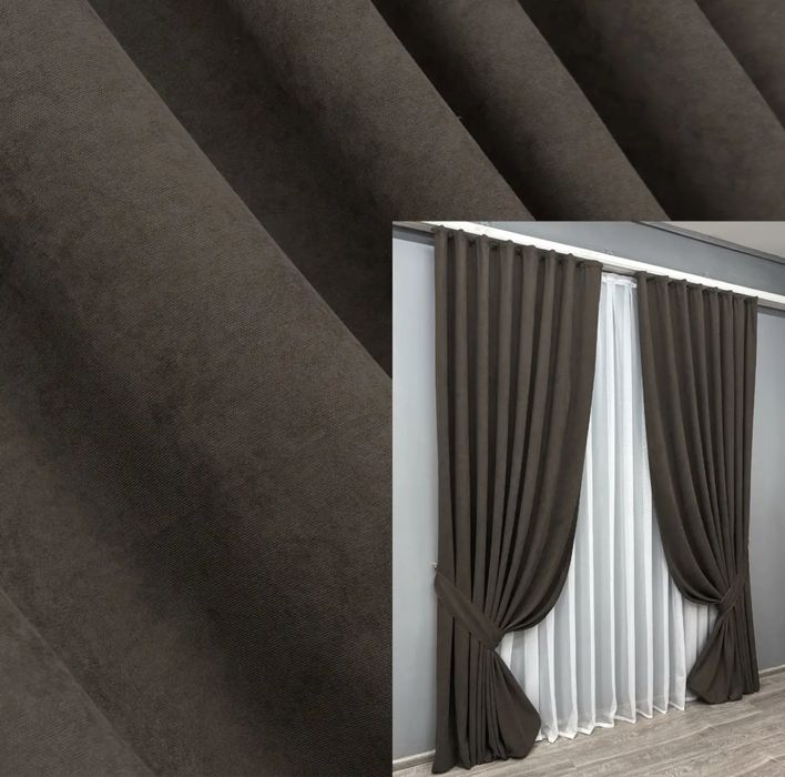 Готовий комплект штор 1.5м ширина 2.7м висота мікровелюр