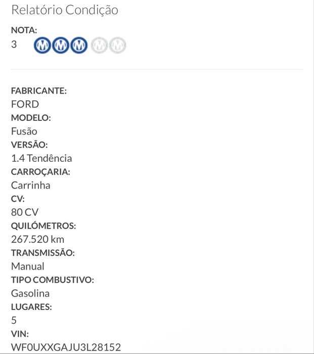 Ford Fusion 1.4 Trend Gasolina