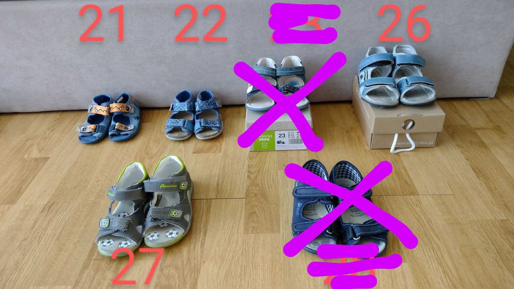 Buty dla chłopca, różne rozmiary