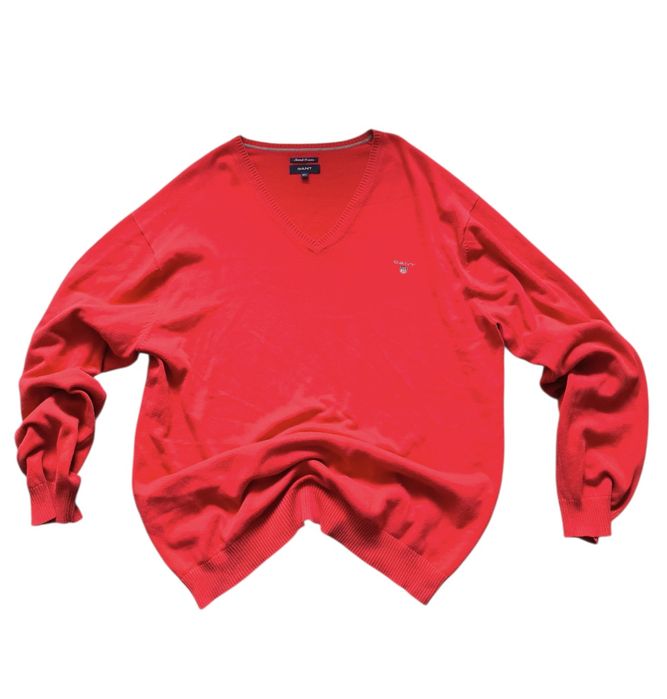 Gant Męski Sweter V-Neck | Rozmiar XXXL (3XL) | Premium Cotton