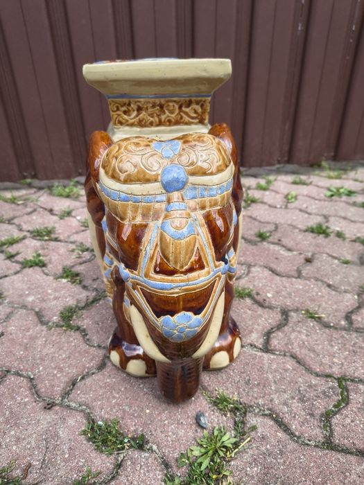 Ceramiczny kwietnik słoń retro vintage