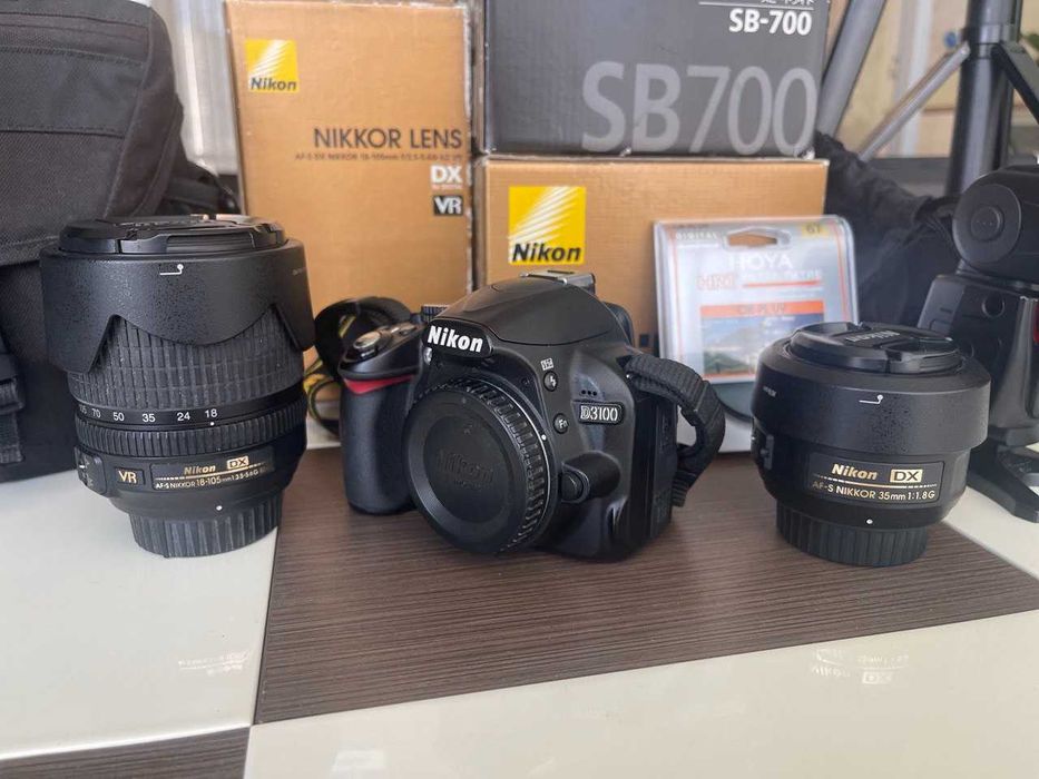 Nikon D3100, DX 18-105mm, DX 35mm, SB-700(new), штатив+фильтр+сумка