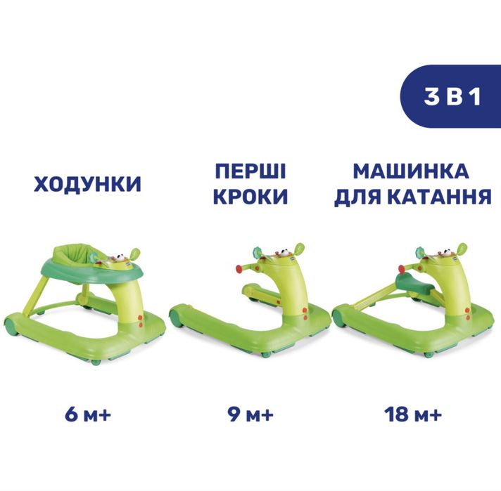 Ходунки Chicco 3 в 1 (Колір Зеленый)