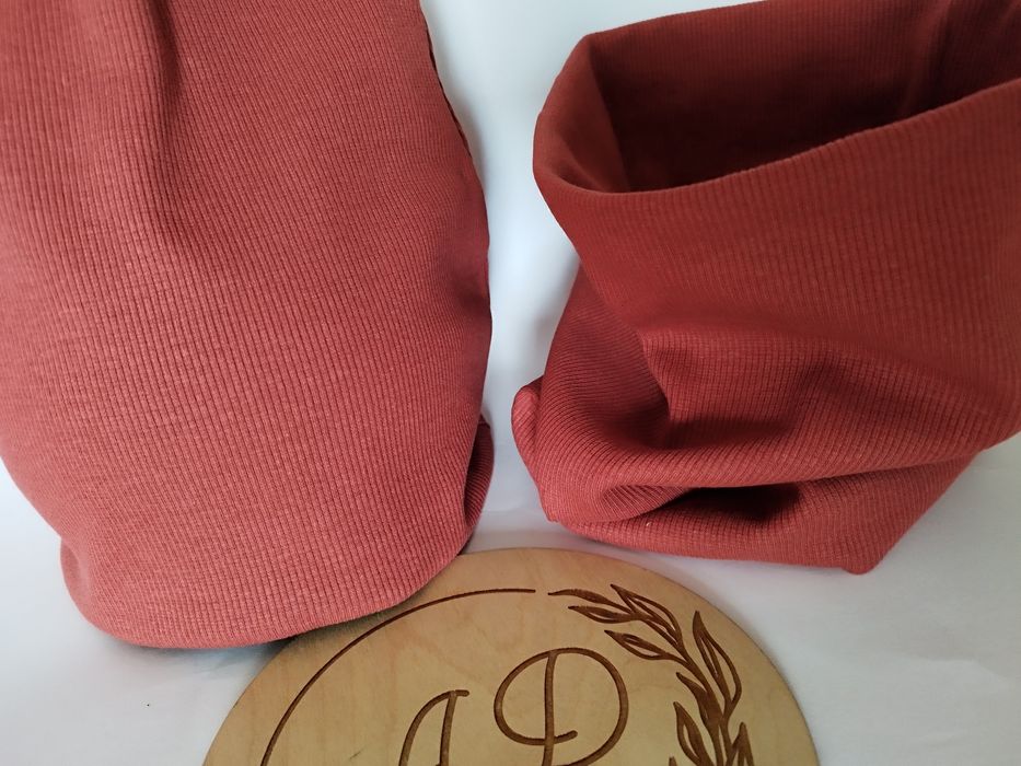 Komplet jesienny zestaw Czapka komin Damski męski prążek ceglasty