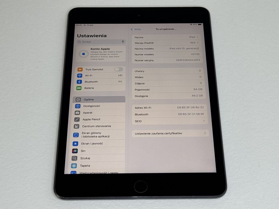 iPad mini 5 (A2133) - 64GB - faktura VAT 23%