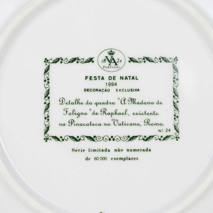 Prato da festa de Natal de 1994 da fábrica da Vista Alegre