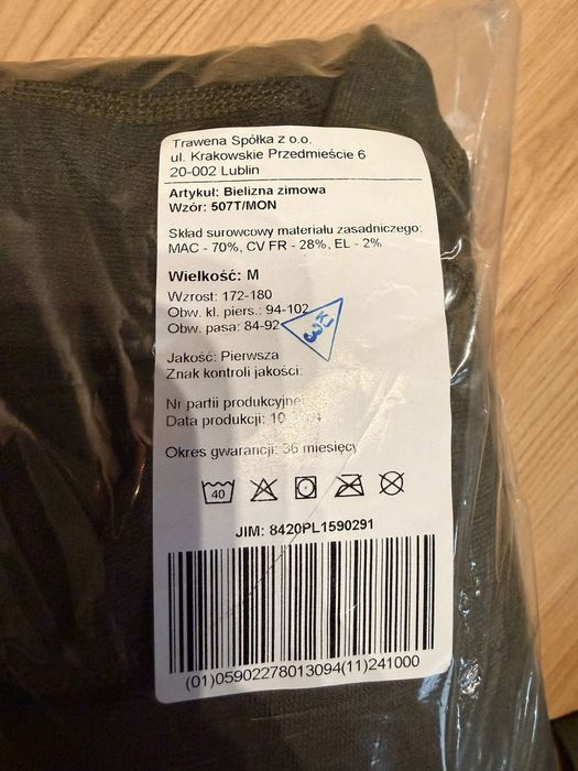 Bielizna zimowa 507T/MON rozm. M