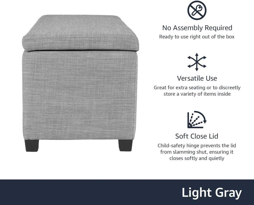 Pufa/Otomana SIEDZISKO Pojemnik Tapicerowana Jasnoszara Schowek NOWA!