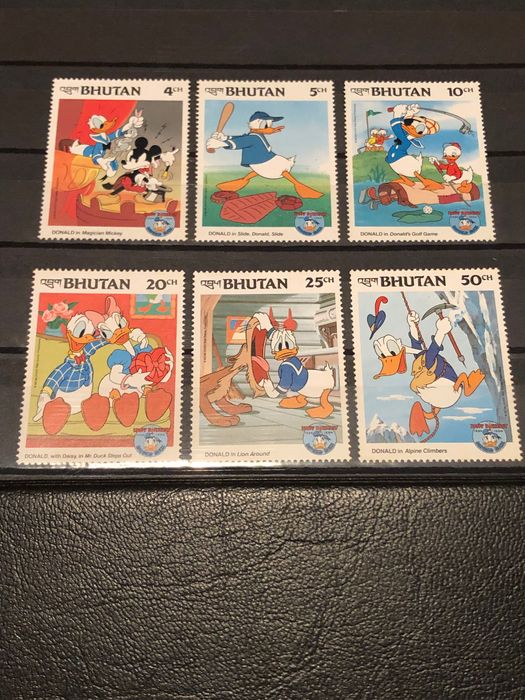 Série de 6 selos Disney do Butão