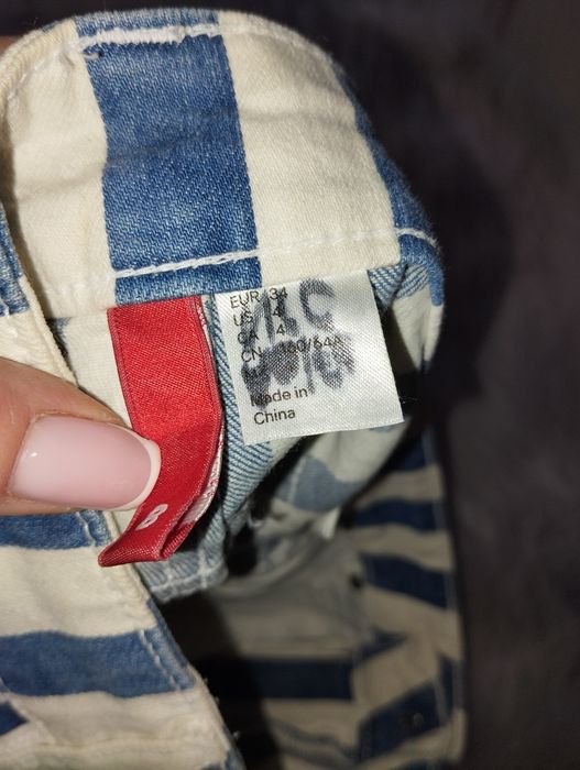 Spodenki H&M szorty jeans paski wysoki stan