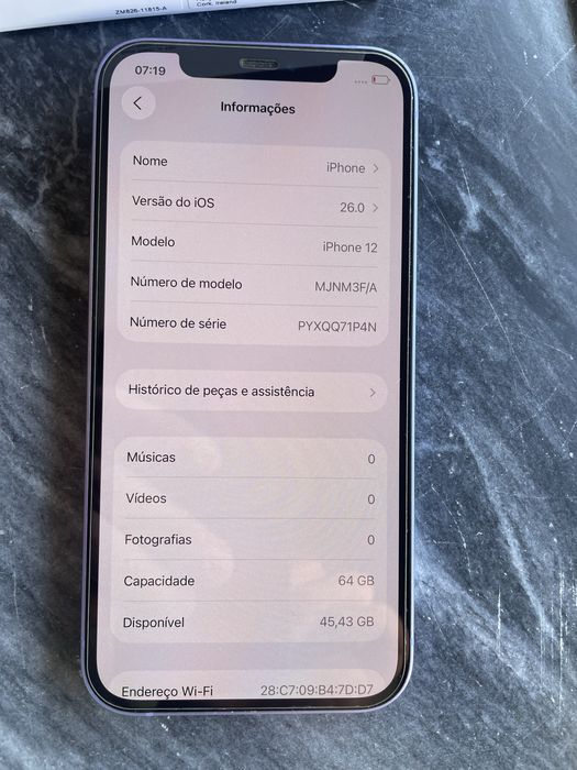 iPhone 12 64GB roxo bateria nova