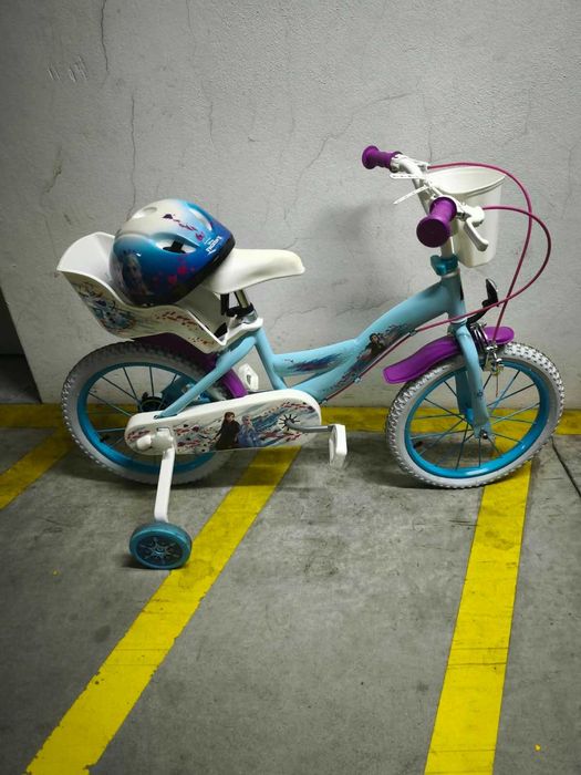 Bicicleta Frozen NOVA com Capacete, Joelheiras e Cotoveleiras