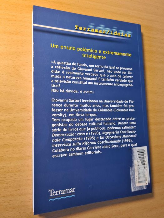 Livro "Homo Videns - Televisão e Pós-Pensamento" de Giovanni Sartori