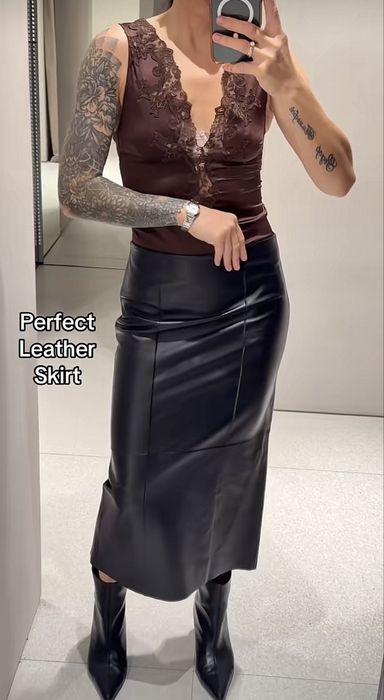 Шкіряна спідниця Zara