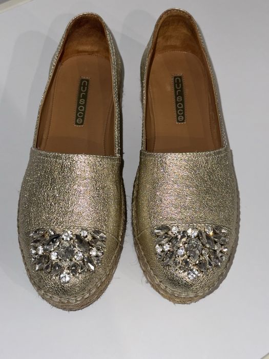 Туфлі, золоті еспадрильї Nursace 38р. З каменями Swarovski