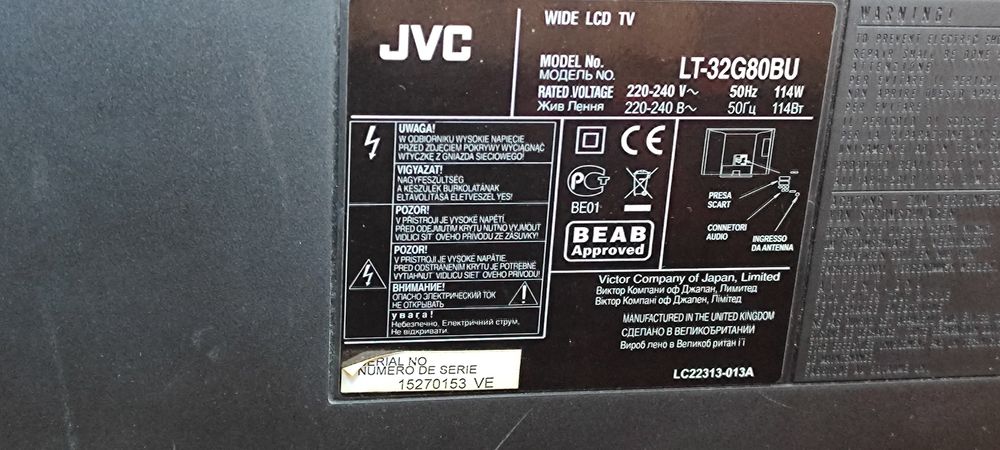 Telewizor  JVC  LCD 32" + pilot i dekoder DVB-T gratis