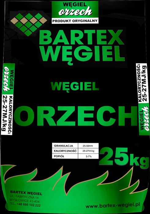 Węgiel Orzech 26-27MJ, Wysokokaloryczny, Workowany,