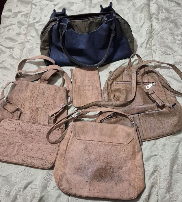 Lote 4 malas cortiça - 1 BOA, 3  reaproveitar