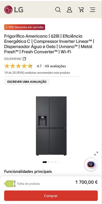 Frigorifico americano LG Novo